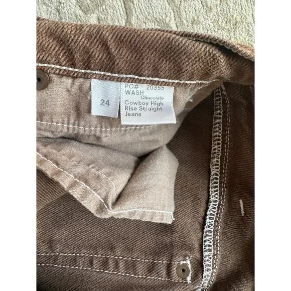 Reformation Cowboy High Rise Straight Jeans Chocolate Brown Women’s Size 24 - Picture 8 of 9